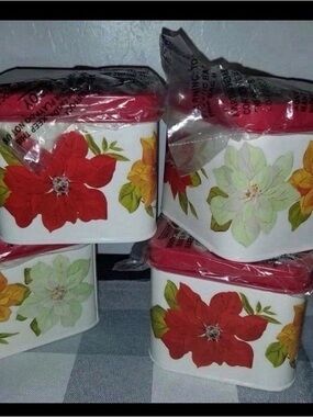 The Pioneer Woman Floral Storage Tins with Red Lids